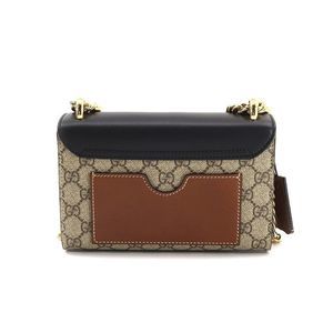 GG Supreme Padlock Small Shoulder Bag Leather Black Brown